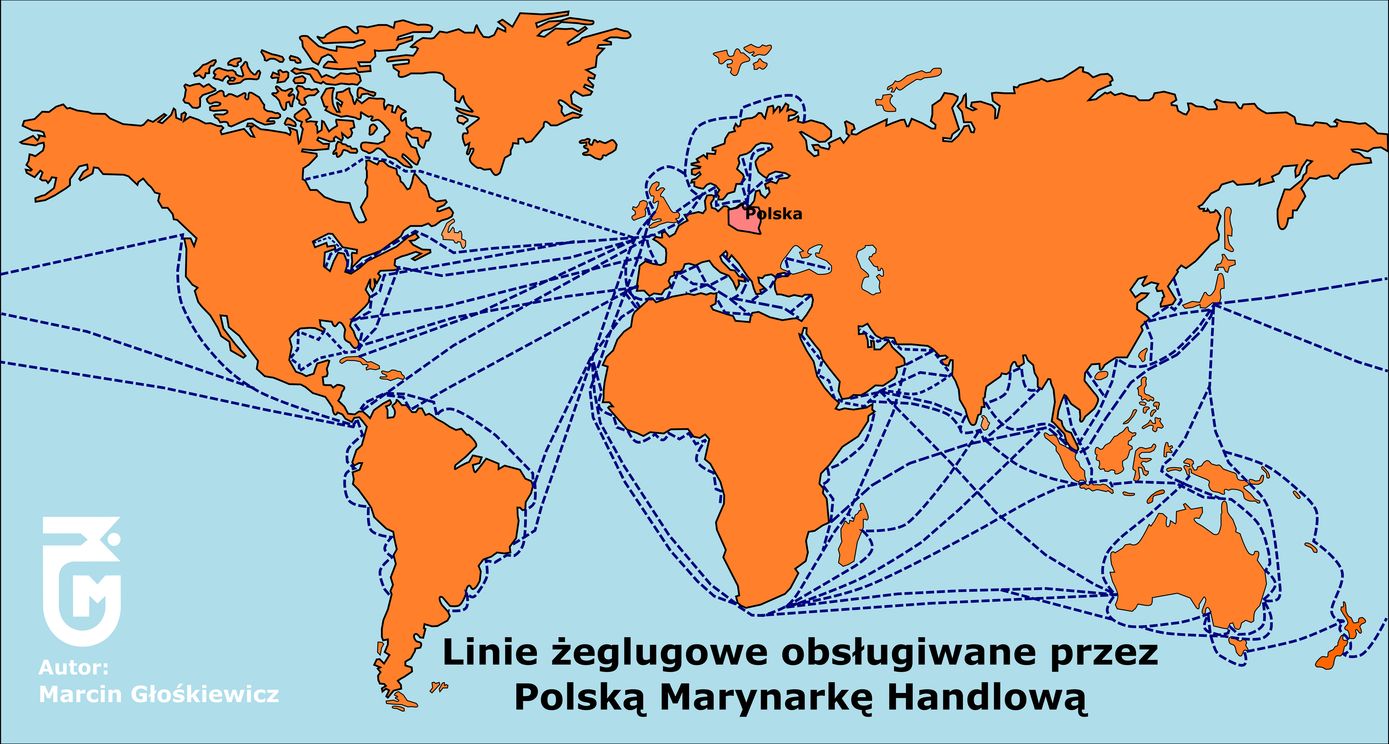 port Linie żeglugowe obsługiwane przez Polską Marynarkę- Handlową M.Głośkiewicz
