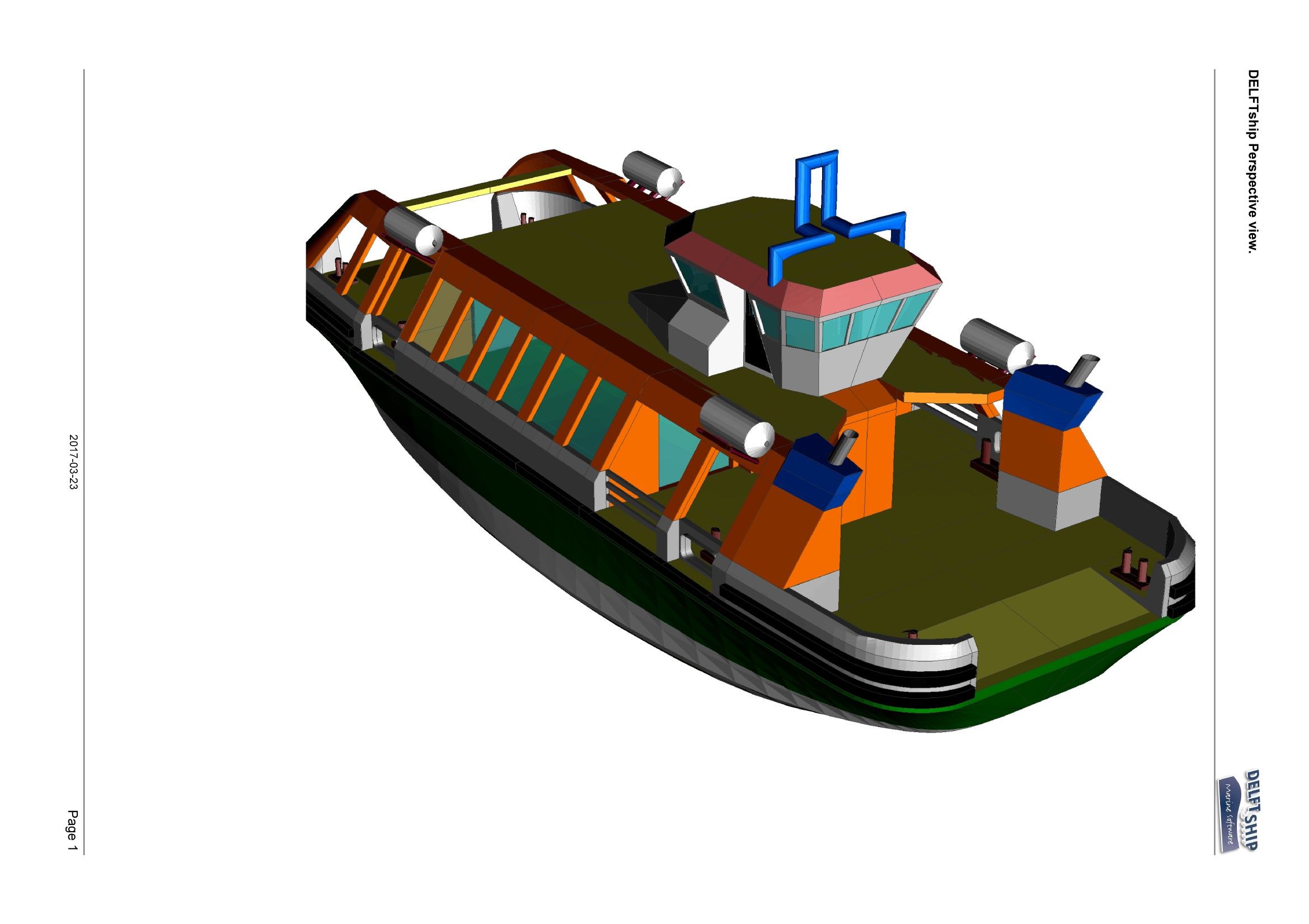 Gloskiewicz 6. Projekt promu- tramwaju wodneg-o widok od rufy projekt M. Głośk-iewicz