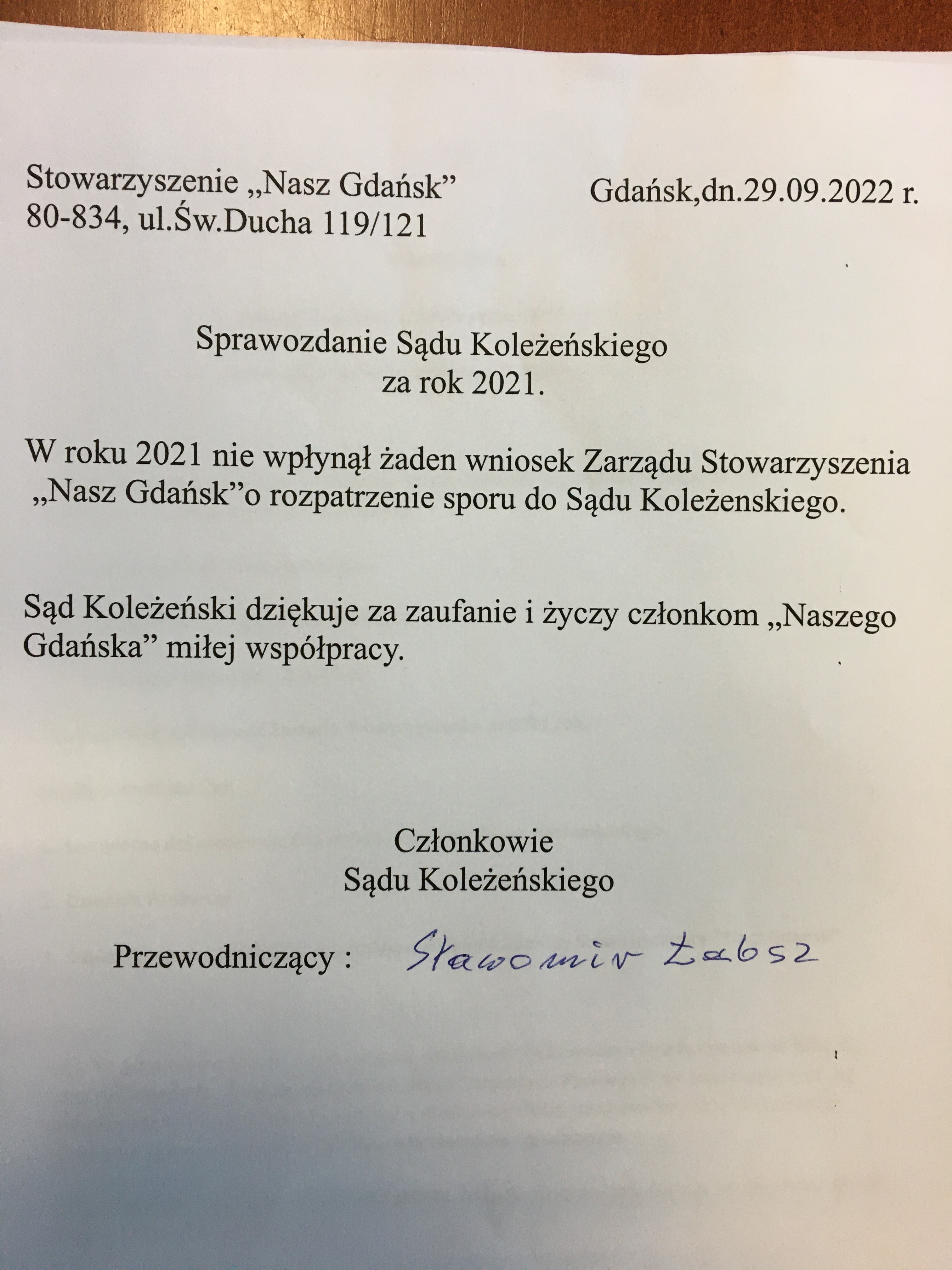Zebranie Stowarzyszenia 29_09_ sprawozdanie Sądu Koleżenskiego Fot_J_Wikowski IMG_7301