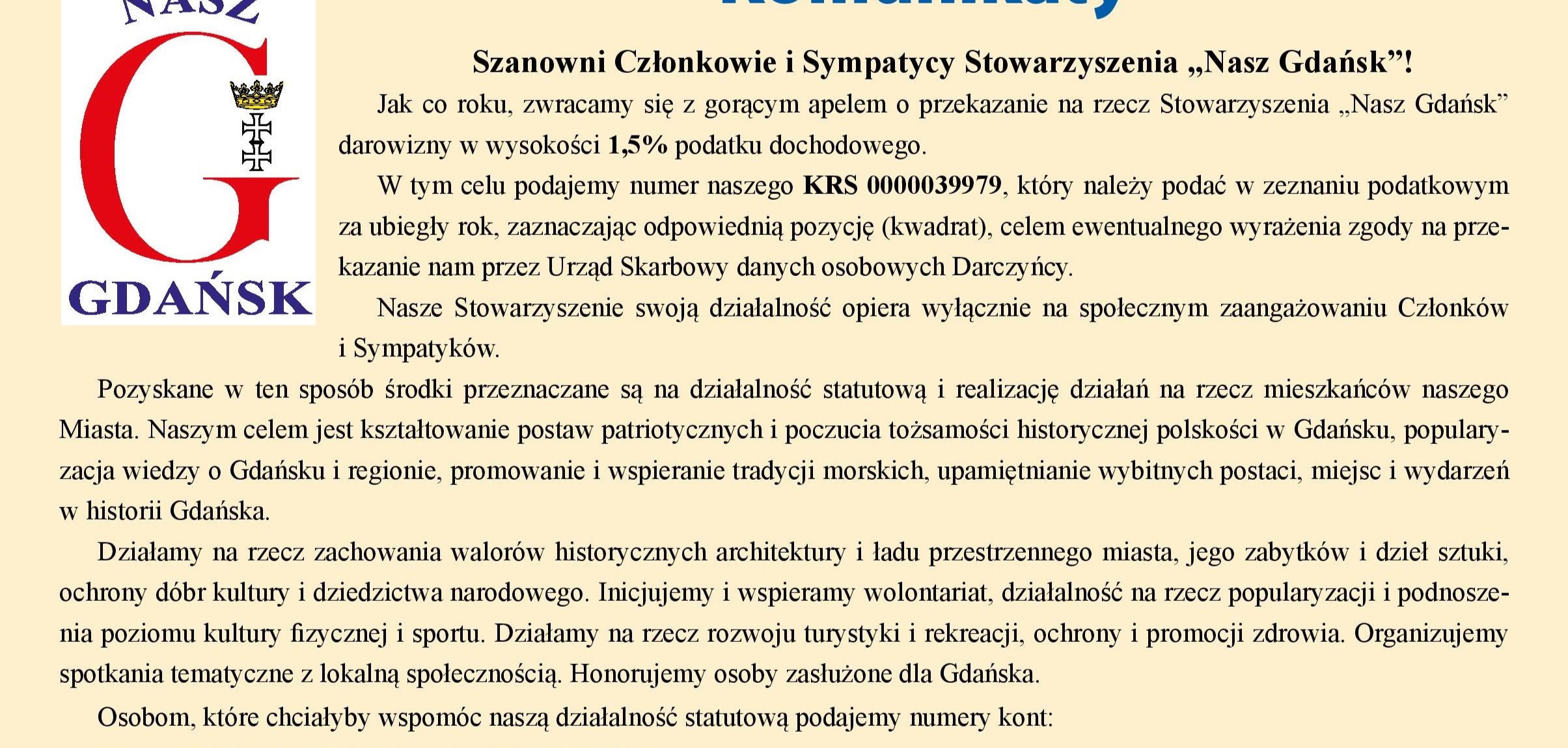 1,5 proc. darowizny dla SNG