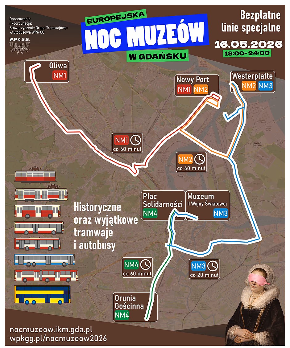 W Noc Muzeów będą kursowały bezpłatne linie specjalne